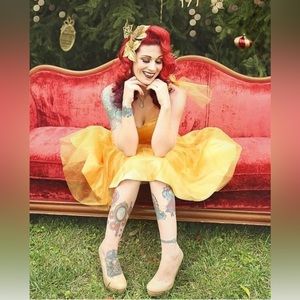 Gold Glitter Tulle Dress rockabilly vintage pinup TiCCi Rockabilly Clothing